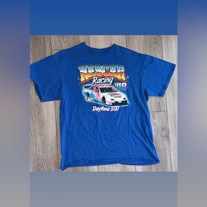 NASCAR Racing Daytona 500 Vintage Large Shirt Authentic Blue Short Sleeved